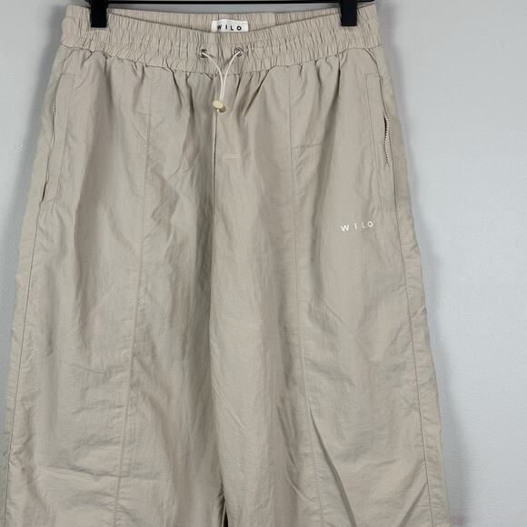 WILO The Label Parachute Track Pants Womens Small Beige Drawcord Waist Joggers‎ - Picture 3 of 9